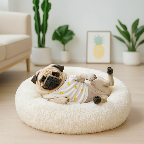 Round Cloud Pet Bed – Washable with Zipper – For Dogs and Cats