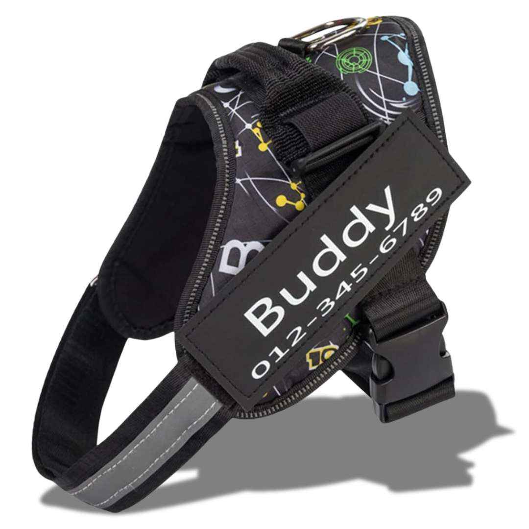 Personalized Dog Harness – Custom Name and Phone Tag – Adjustable and Reflective
