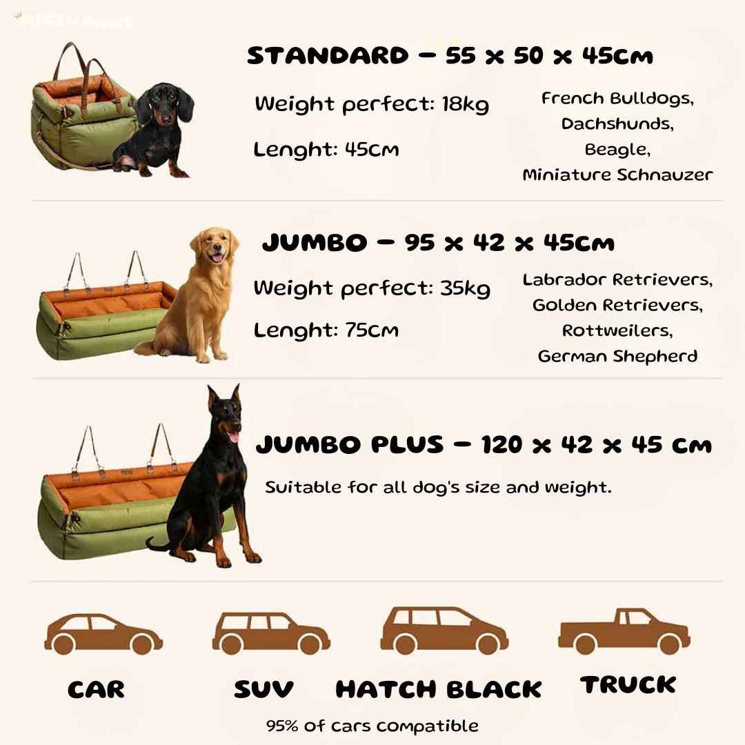 Dog Car Seat Bed – Booster Style, Comfortable for Travel