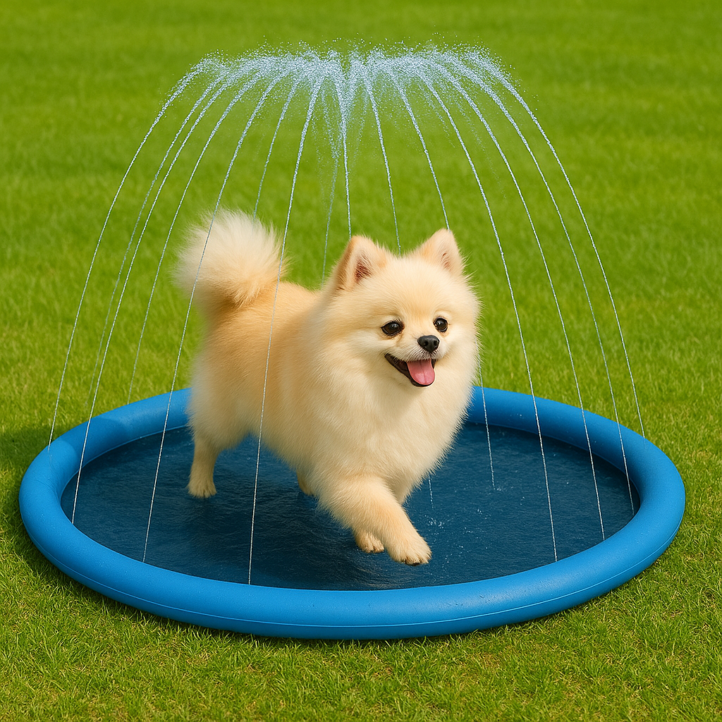 Dog Splash Pool with Adjustable Sprinkler – Portable, Foldable and Non-Slip