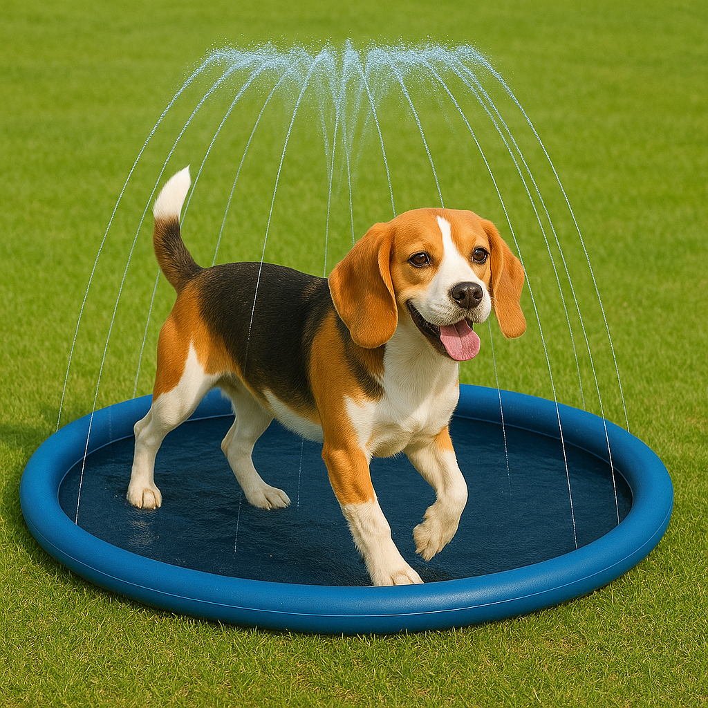 Dog Splash Pool with Adjustable Sprinkler – Portable, Foldable and Non-Slip