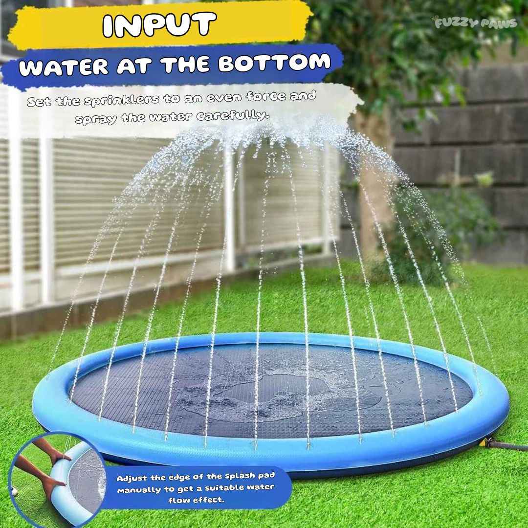 Dog Splash Pool with Adjustable Sprinkler – Portable, Foldable and Non-Slip