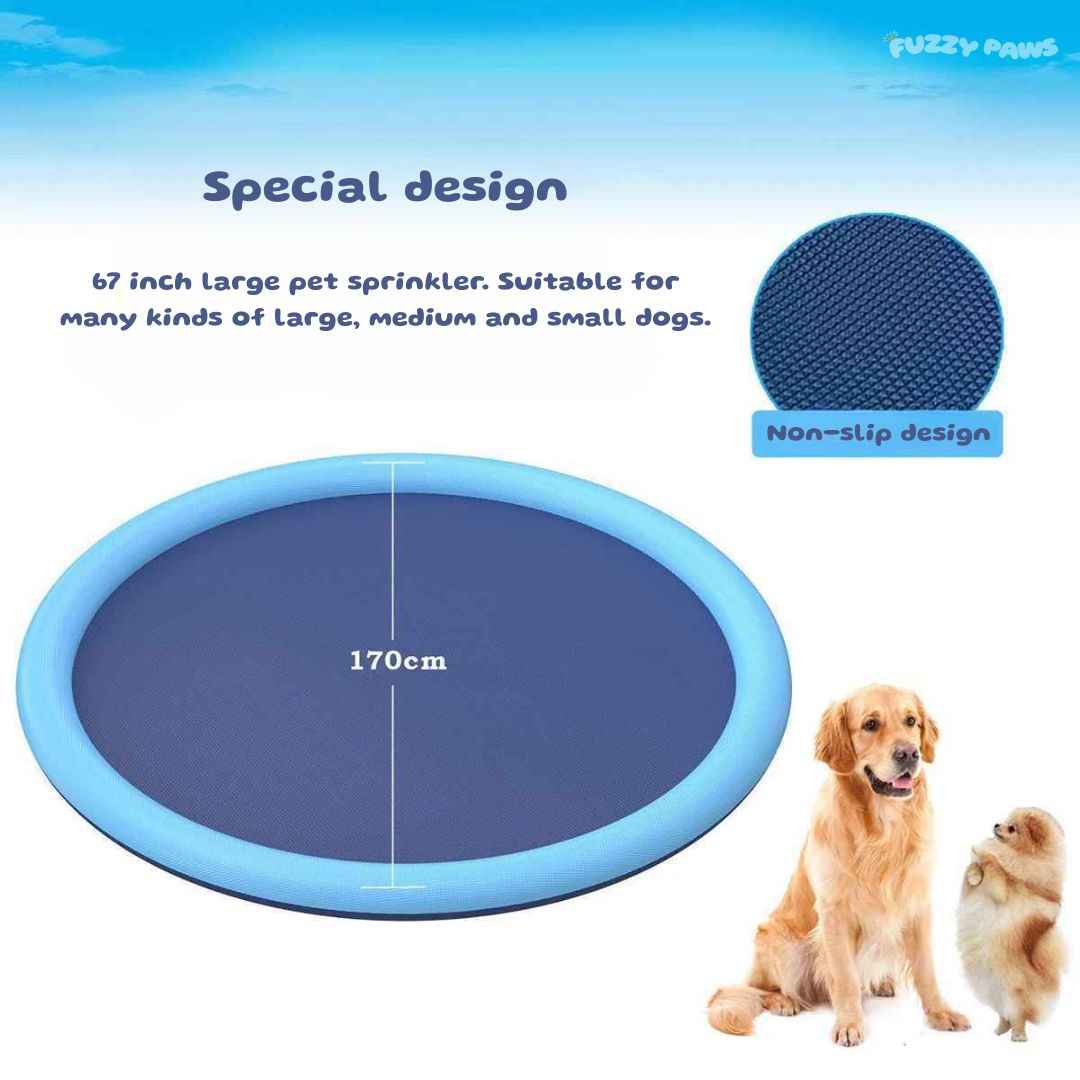 Dog Splash Pool with Adjustable Sprinkler – Portable, Foldable and Non-Slip
