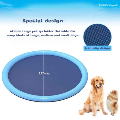 Dog Splash Pool with Adjustable Sprinkler – Portable, Foldable and Non-Slip