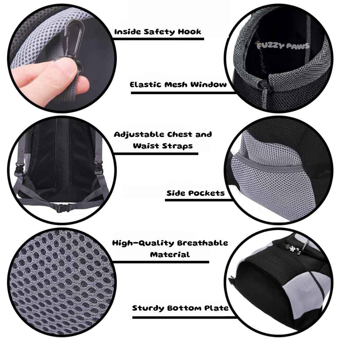 Dog Carrier Backpack – Adjustable, Front & Back Carry, Up to 12kg