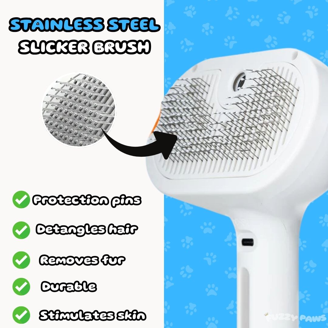 Rechargeable Pet Brush with Steam Spray – Grooming, Hair Removal and Massage