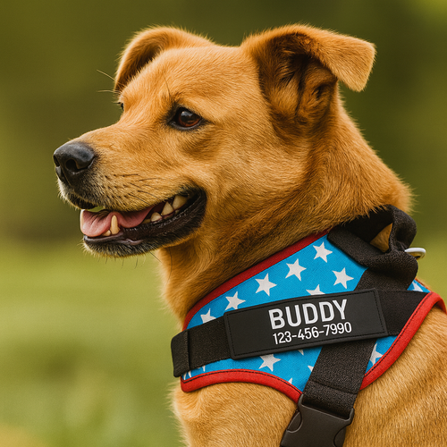 Personalized Dog Harness – Custom Name and Phone Tag – Adjustable and Reflective