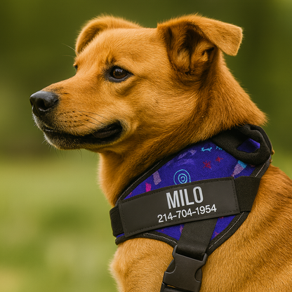 Personalized Dog Harness – Custom Name and Phone Tag – Adjustable and Reflective