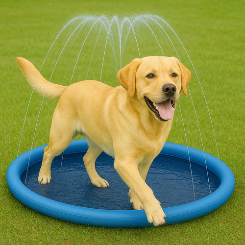 Dog Splash Pool with Adjustable Sprinkler – Portable, Foldable and Non-Slip