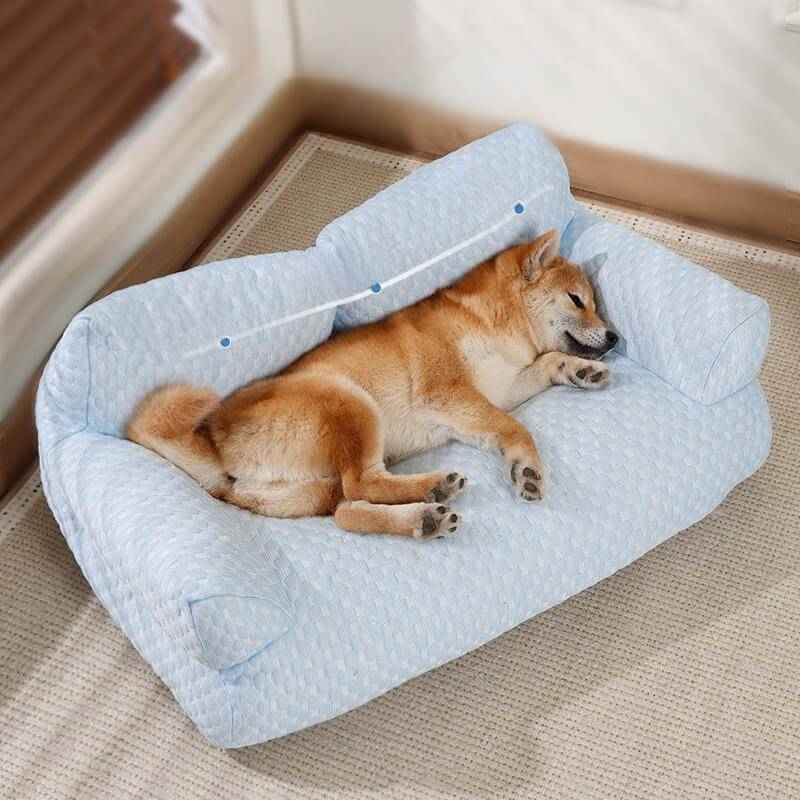 Dog Cooling Bed – Ice Silk, Breathable, Washable Sofa Style