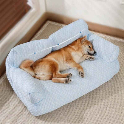 Dog Cooling Bed – Ice Silk, Breathable, Washable Sofa Style