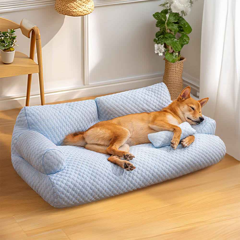 Dog Cooling Bed – Ice Silk, Breathable, Washable Sofa Style