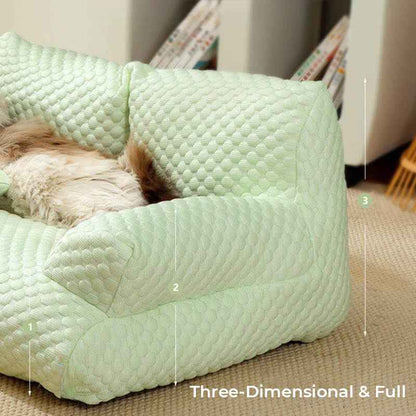Dog Cooling Bed – Ice Silk, Breathable, Washable Sofa Style