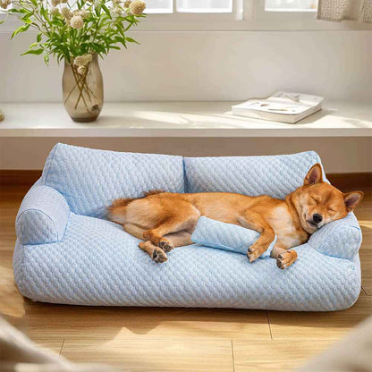 Dog Cooling Bed – Ice Silk, Breathable, Washable Sofa Style