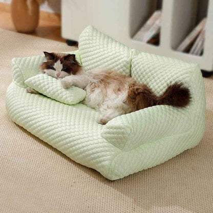 Dog Cooling Bed – Ice Silk, Breathable, Washable Sofa Style