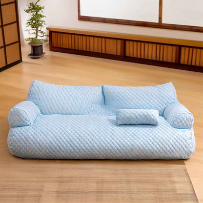 Dog Cooling Bed – Ice Silk, Breathable, Washable Sofa Style