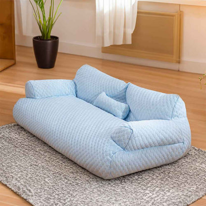 Dog Cooling Bed – Ice Silk, Breathable, Washable Sofa Style