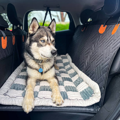 Padded and Washable Car Dog Bed – Non-Slip Base with Seat Extender (Supports up to 127kg)