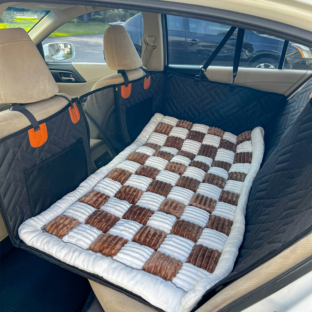 Padded and Washable Car Dog Bed – Non-Slip Base with Seat Extender (Supports up to 127kg)