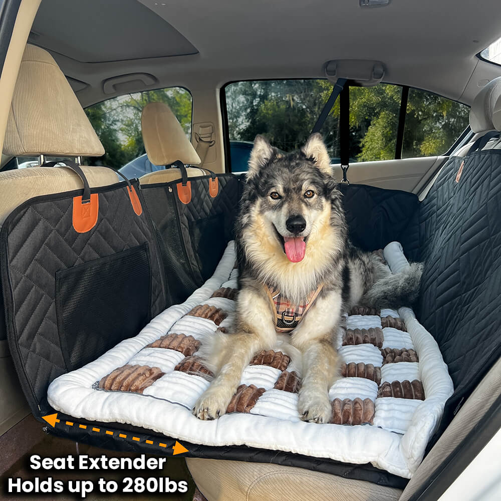 Padded and Washable Car Dog Bed – Non-Slip Base with Seat Extender (Supports up to 127kg)