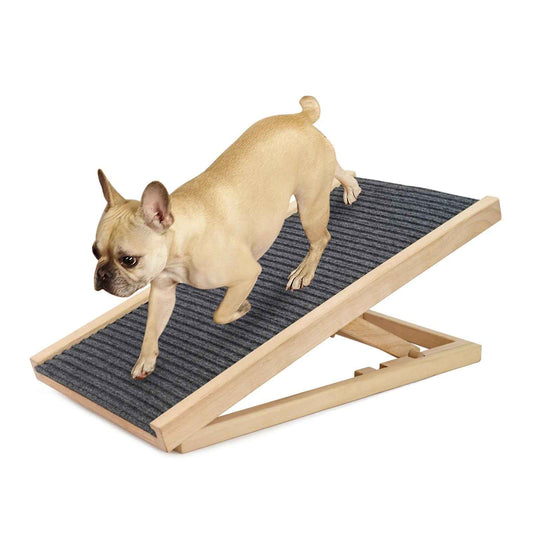Adjustable Wooden Pet Ramp – Foldable, Non-Slip for Dogs and Cats