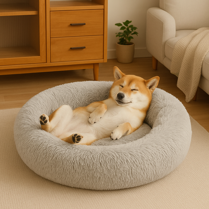 Round Cloud Pet Bed – Washable with Zipper – For Dogs and Cats