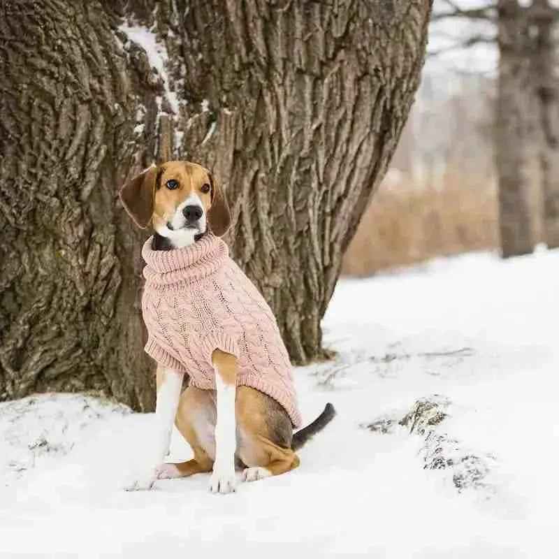 Dog Sweater – Knitted Winter Design with Collar, for Small to Large Dogs